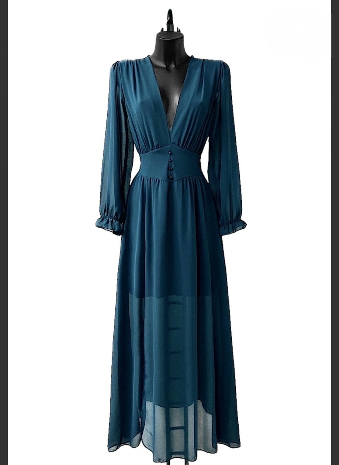 Φόρεμα μάξι μπλε πετρόλ