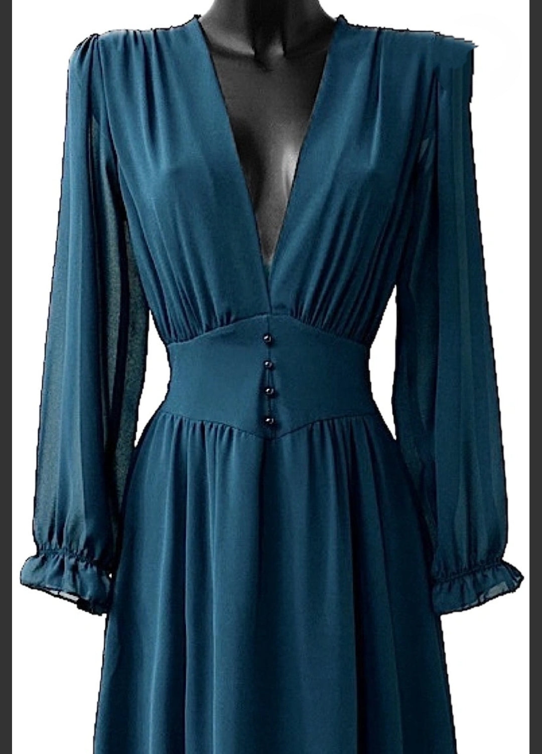 Φόρεμα μάξι μπλε πετρόλ