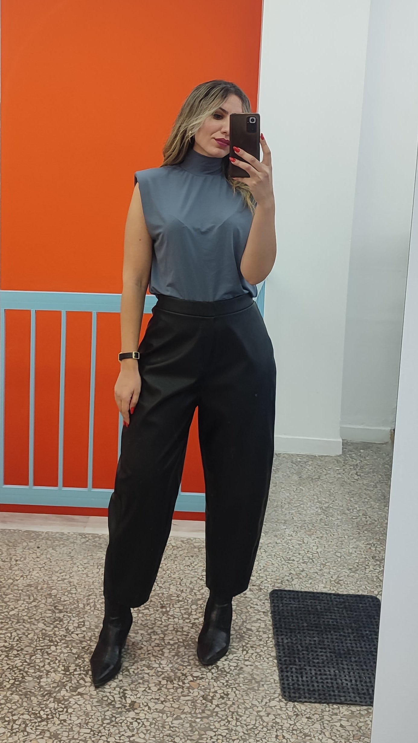 Παντελόνι δερματίνη μαύρο