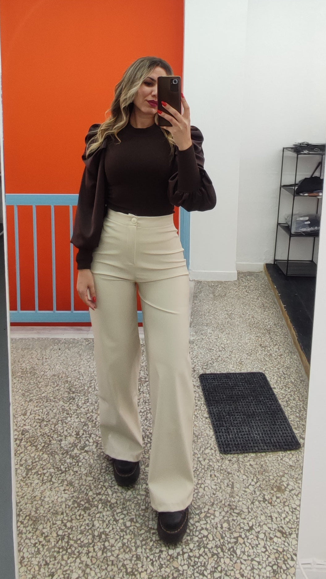 Παντελόνι δερματίνη cream