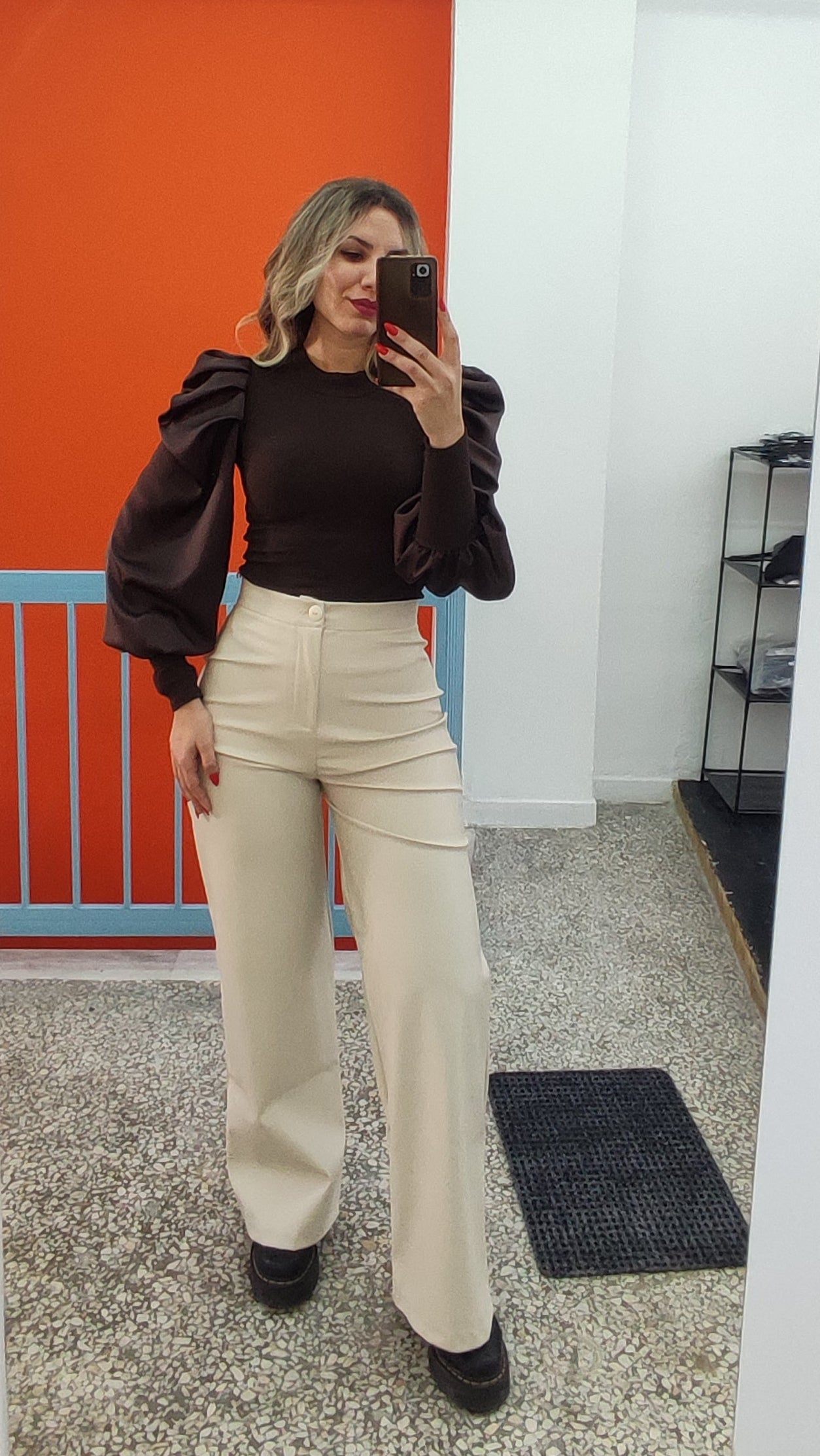 Παντελόνι δερματίνη cream