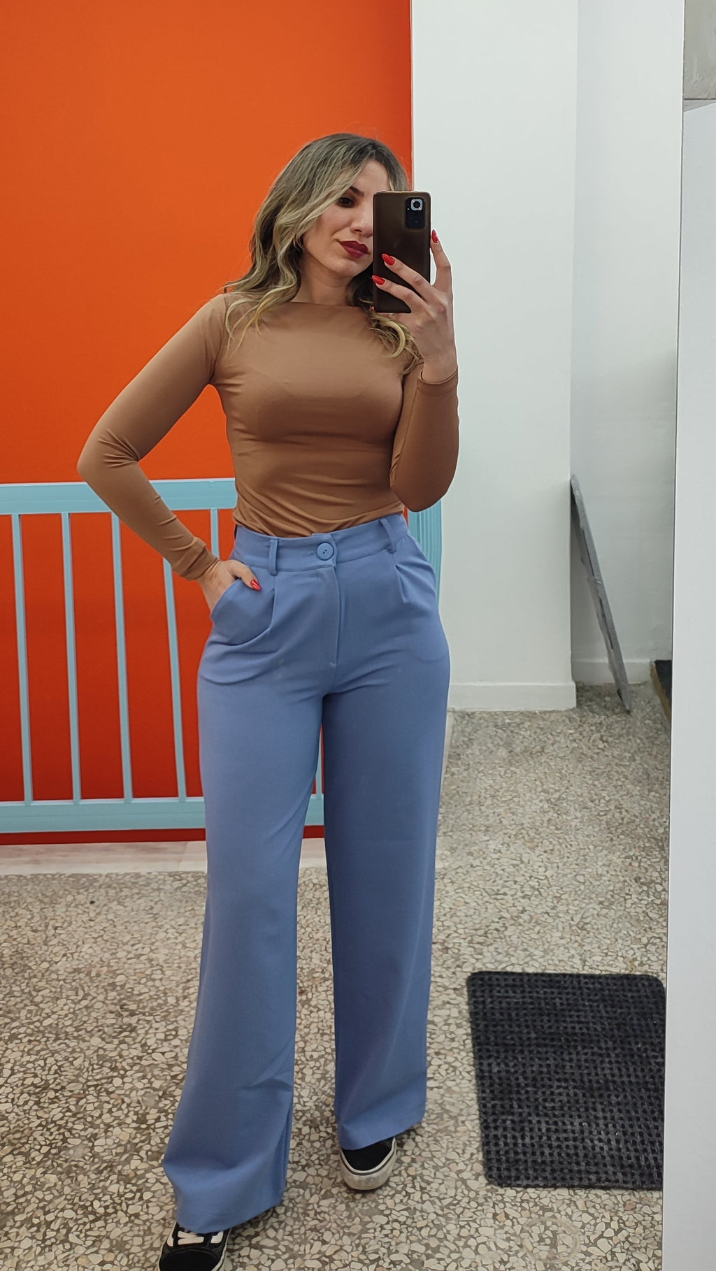 Παντελόνι ψηλόμεσο sky blue