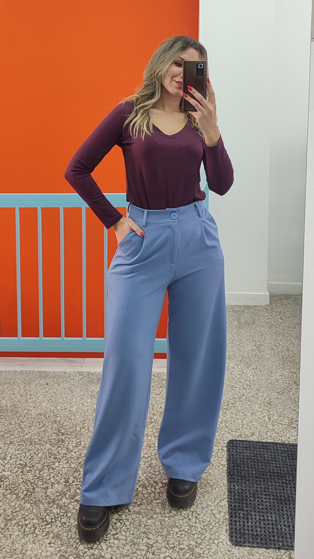 Παντελόνι ψηλόμεσο sky blue