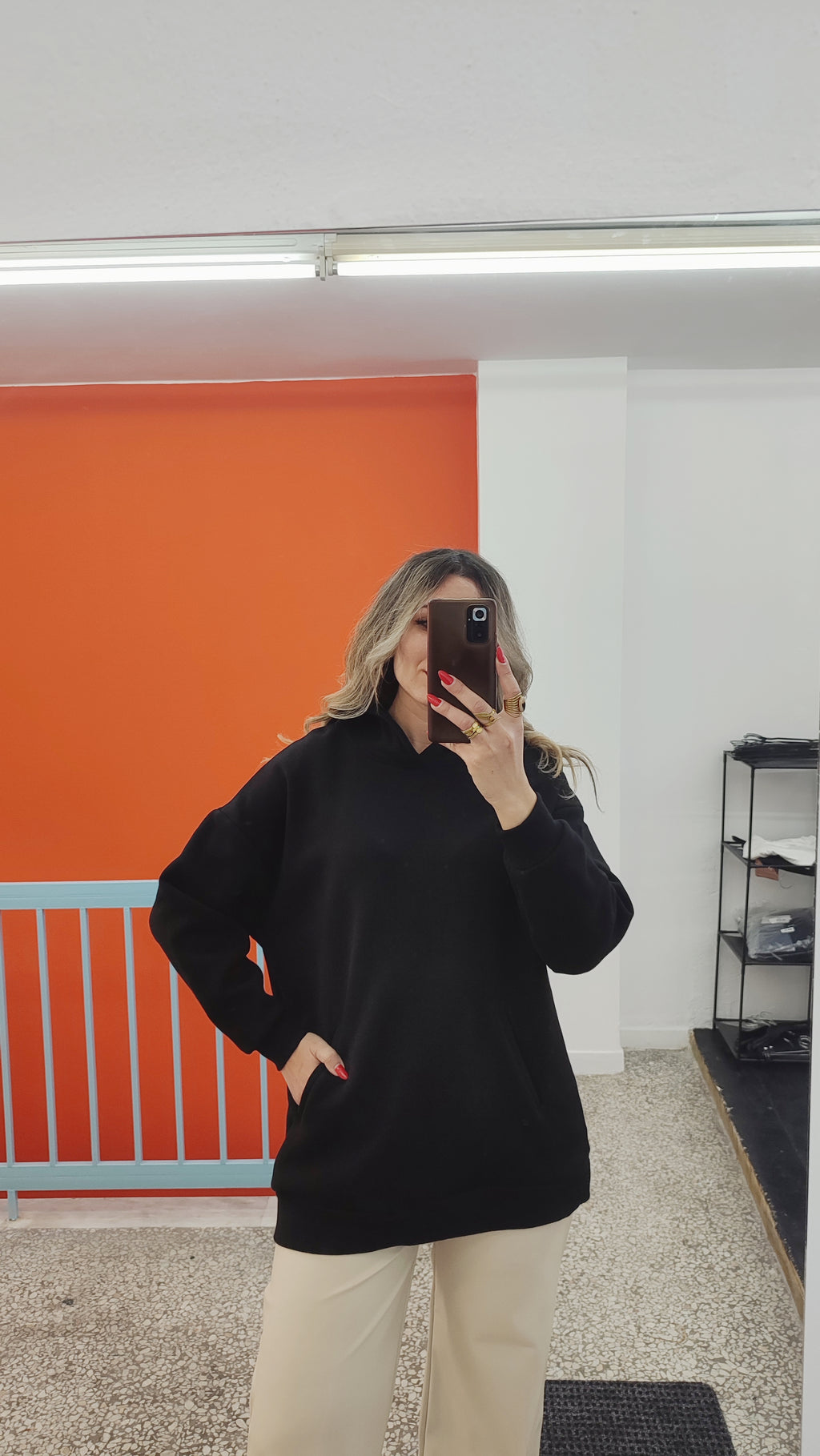 Μπλούζα φούτερ oversized μαύρη