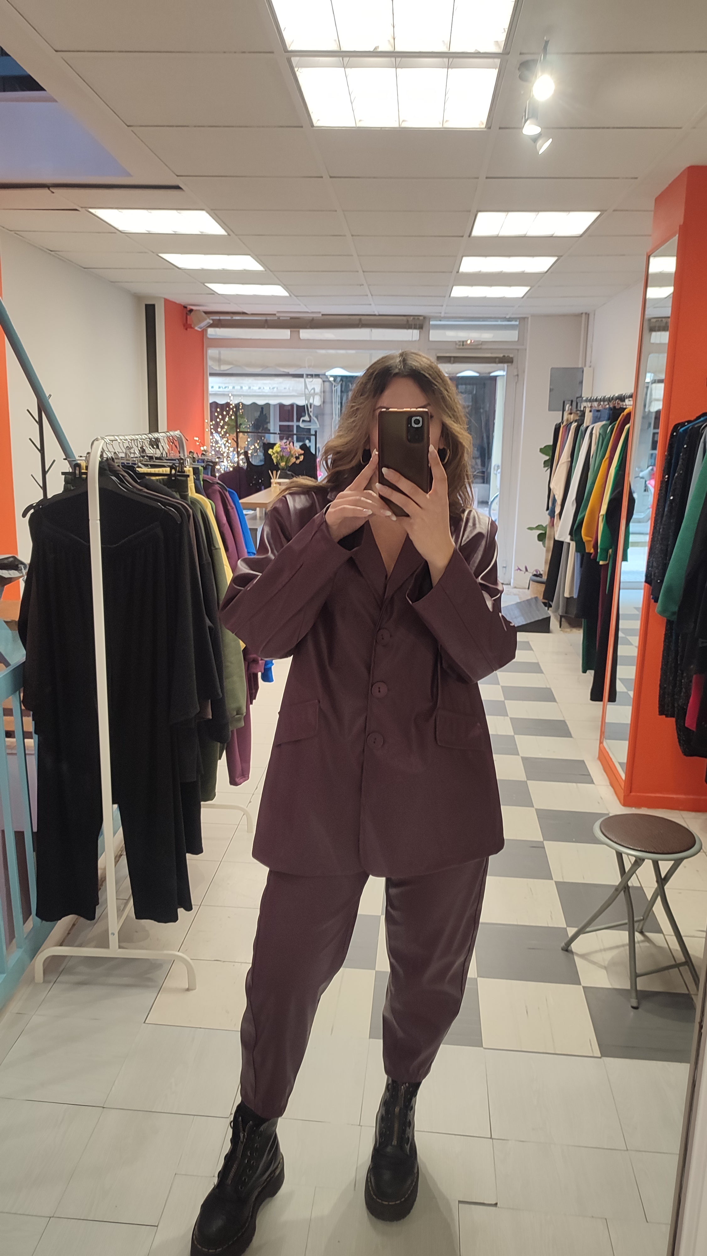 Σακάκι δερματίνη oversized μπορντό