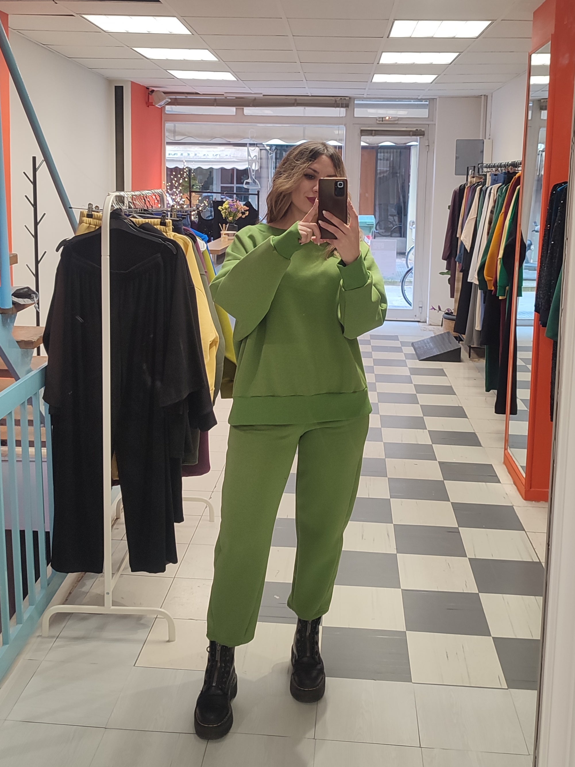 Σετ φούτερ oversized olive