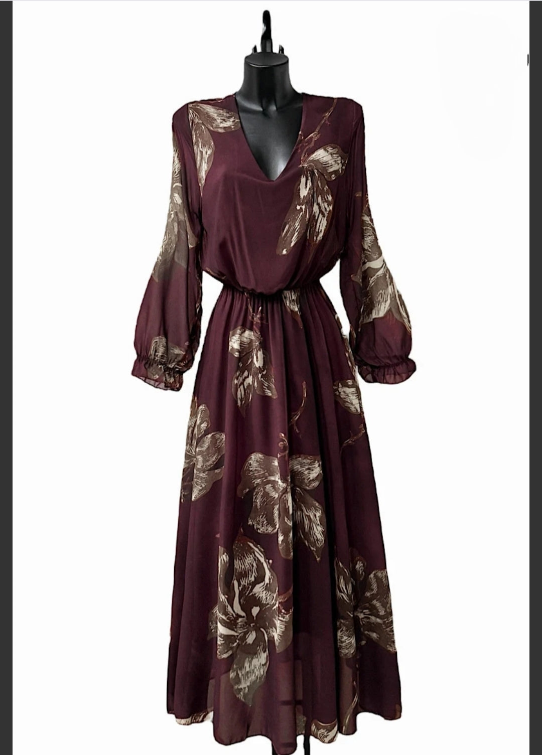 Φόρεμα μάξι φλοράλ μπορντό