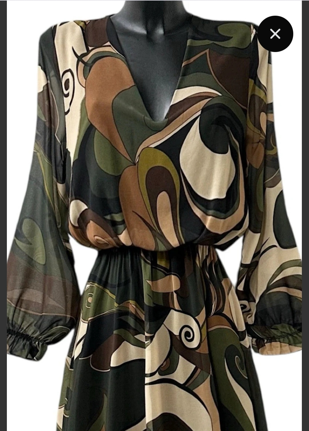 Φόρεμα εμπριμέ χακί