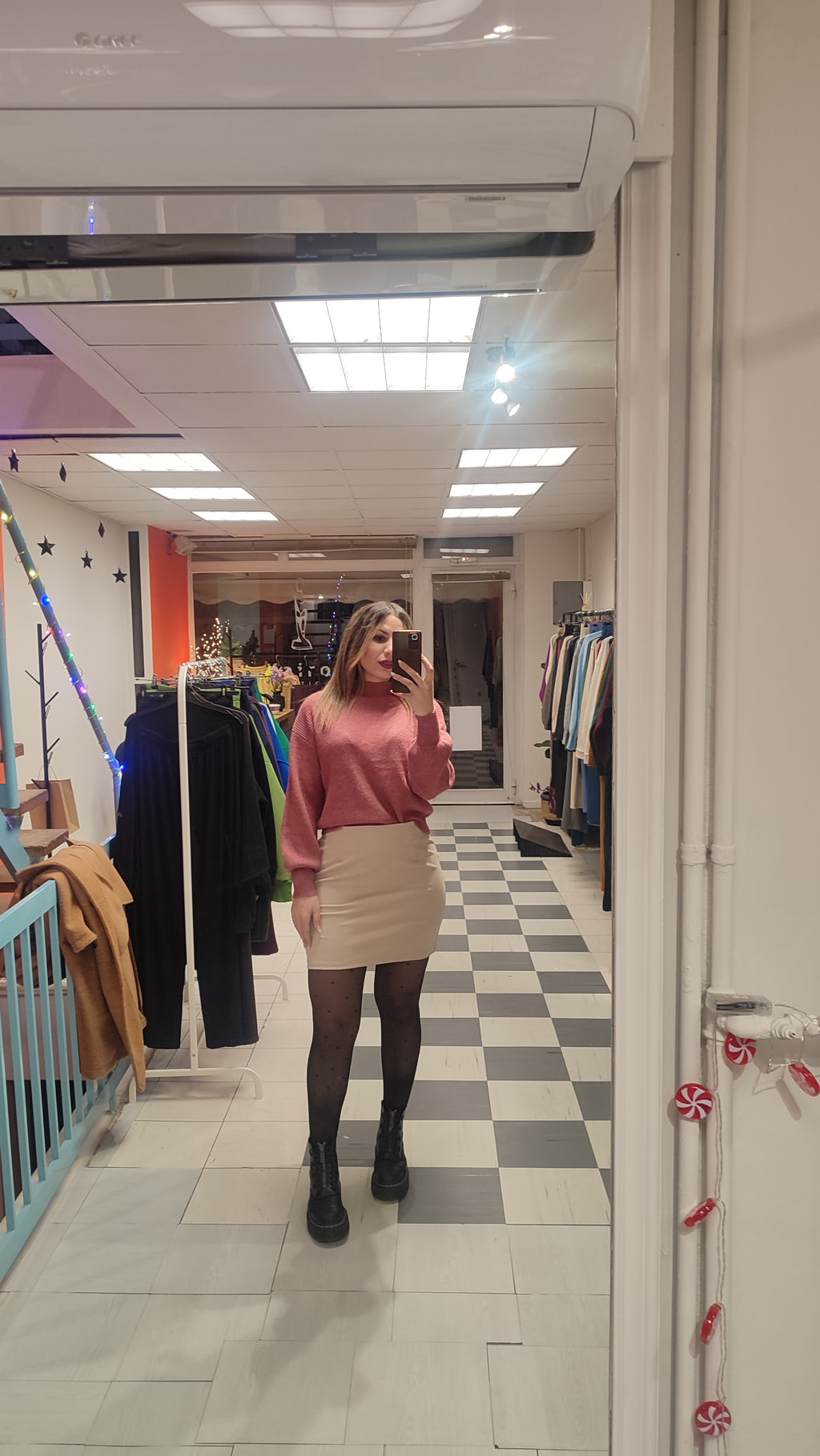 Φούστα κοτλέ cream