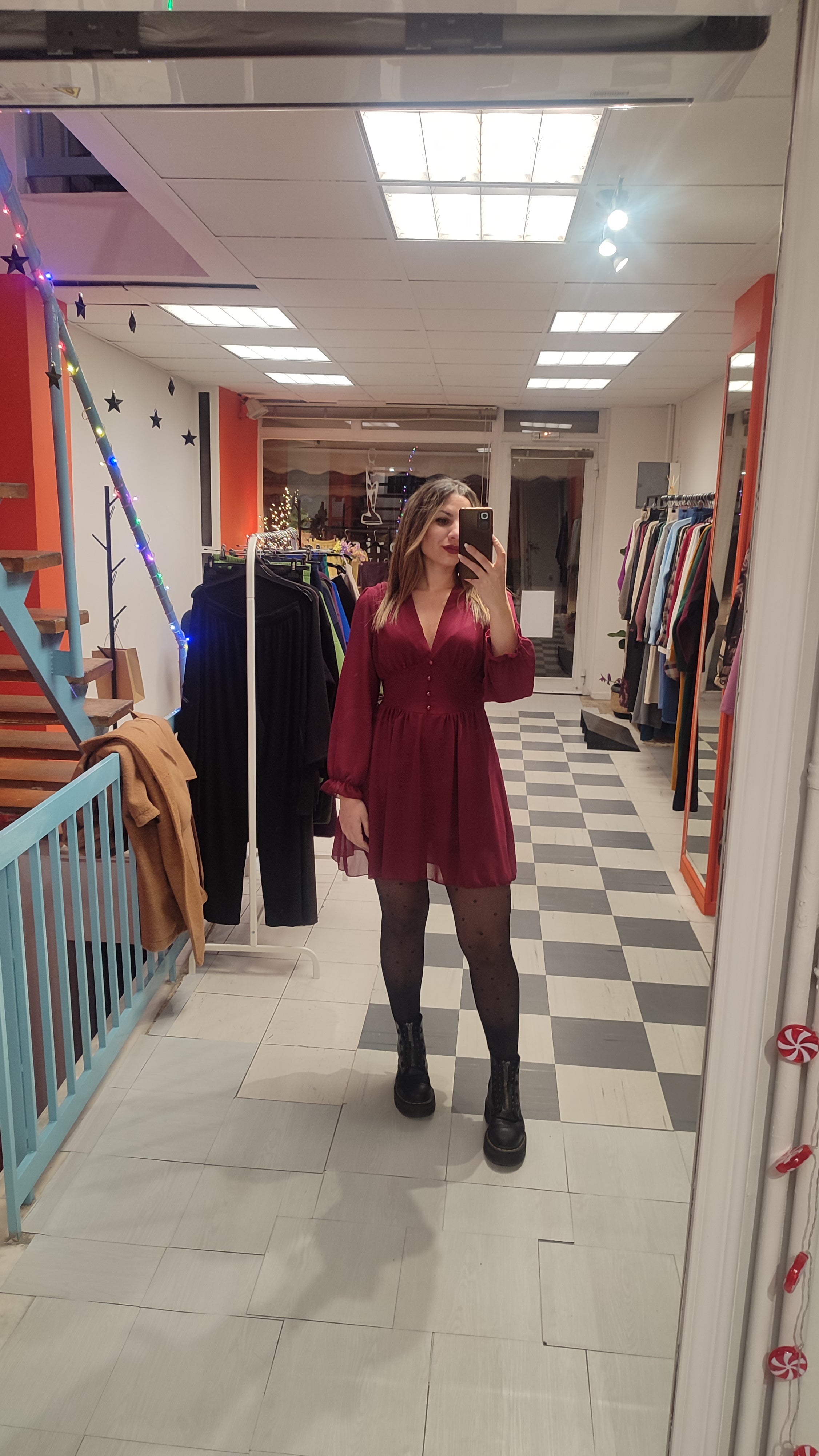 Φόρεμα κοντό μπορντό