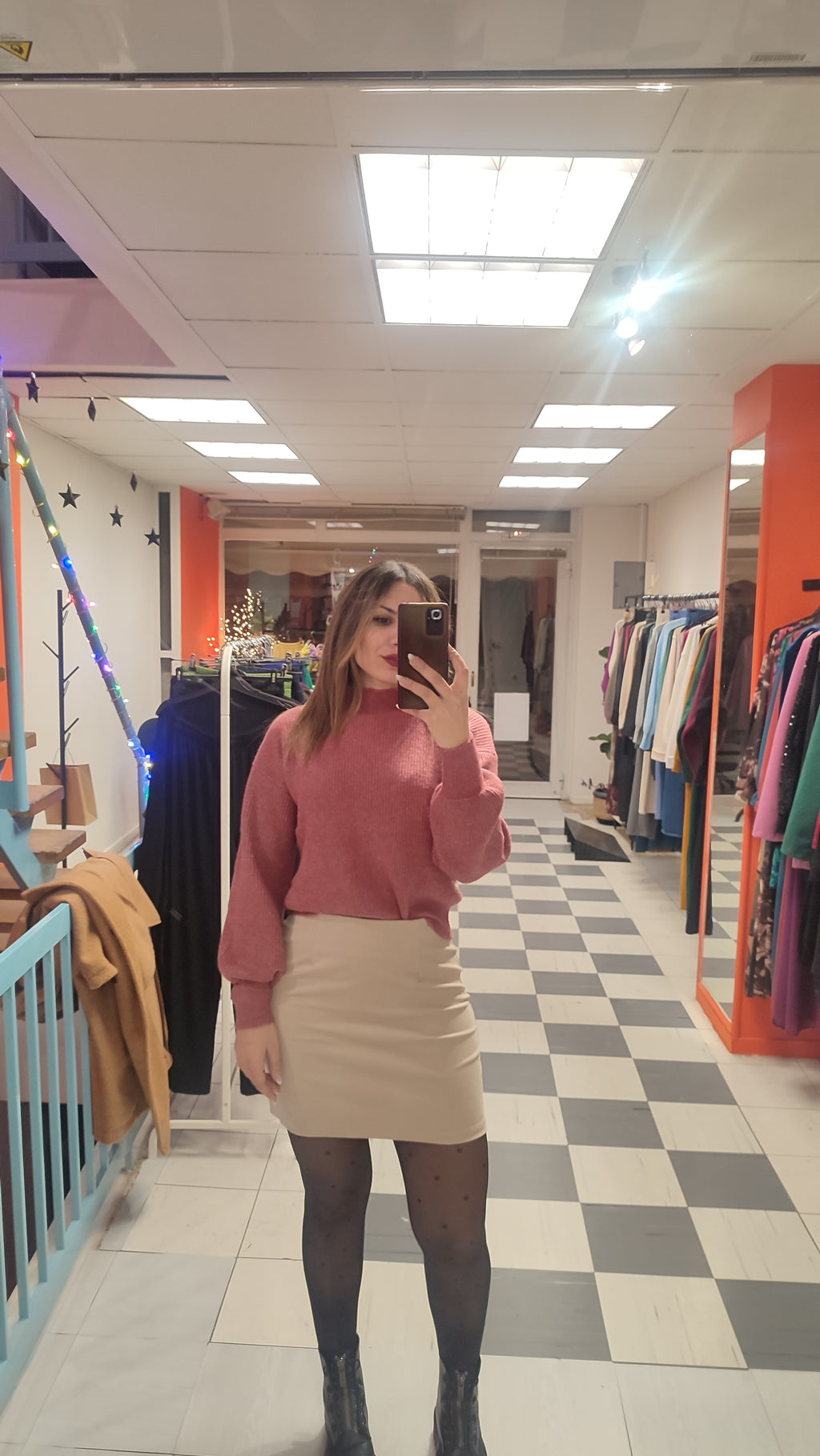 Φούστα κοτλέ cream