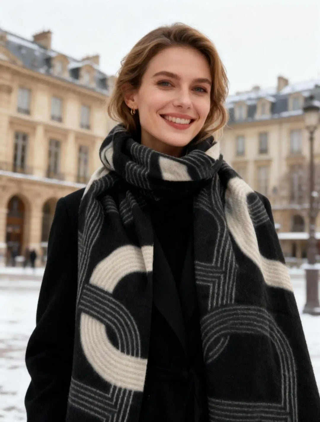 Πασμίνα κασκόλ μαύρο με γκρι