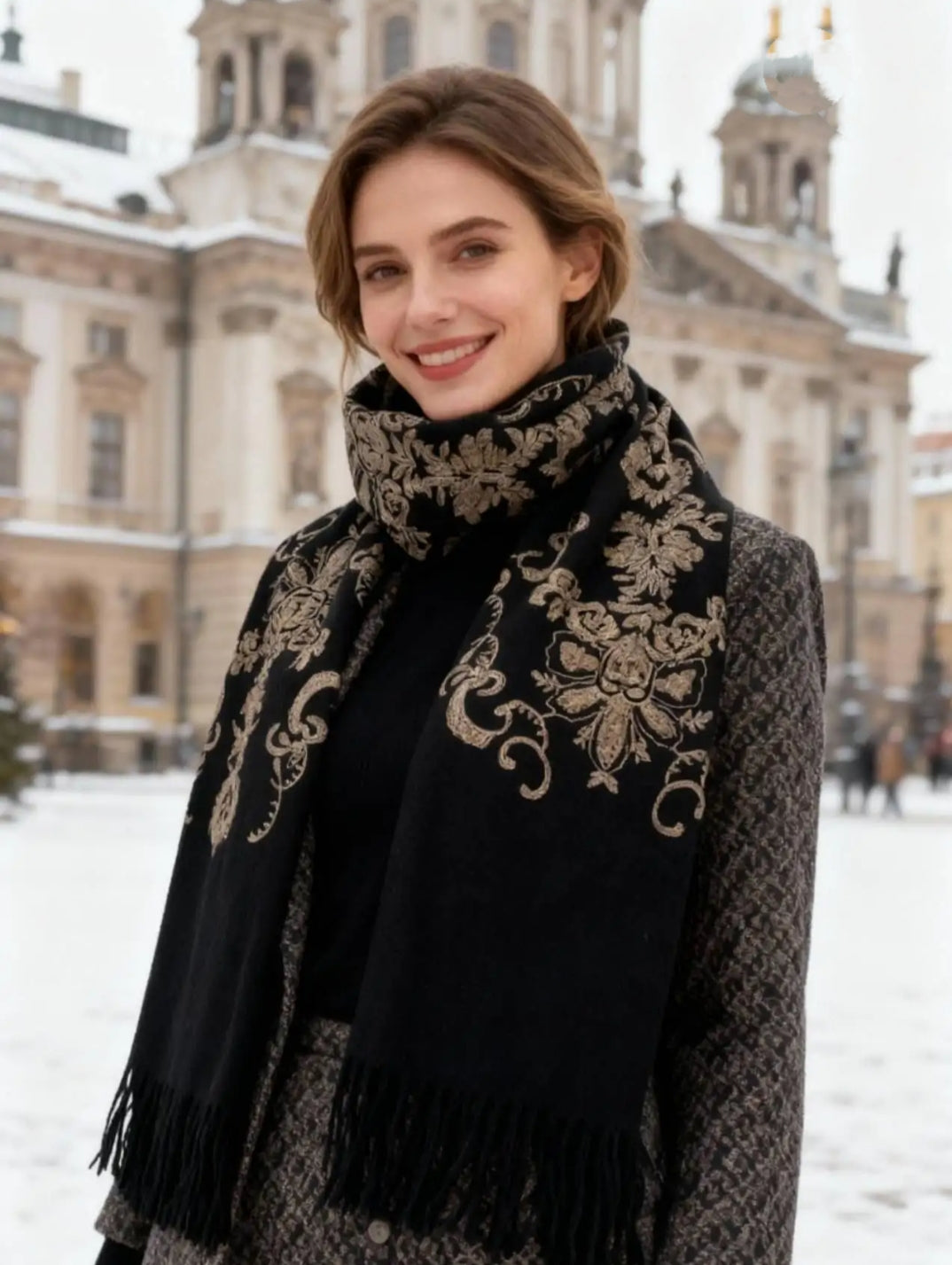 Πασμίνα κασκόλ με κέντημα