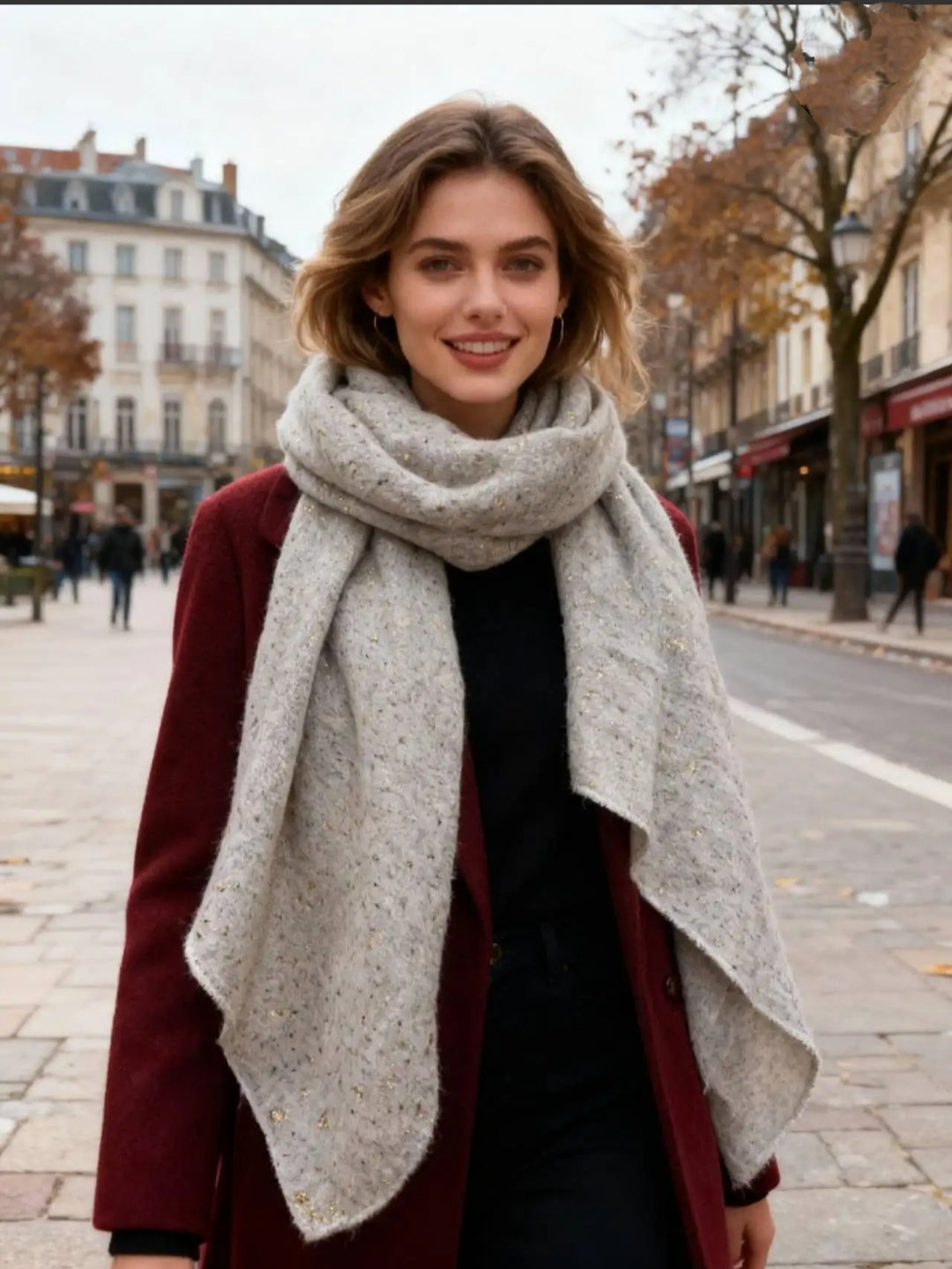 Κασκόλ πλεκτό μπεζ ανοιχτό