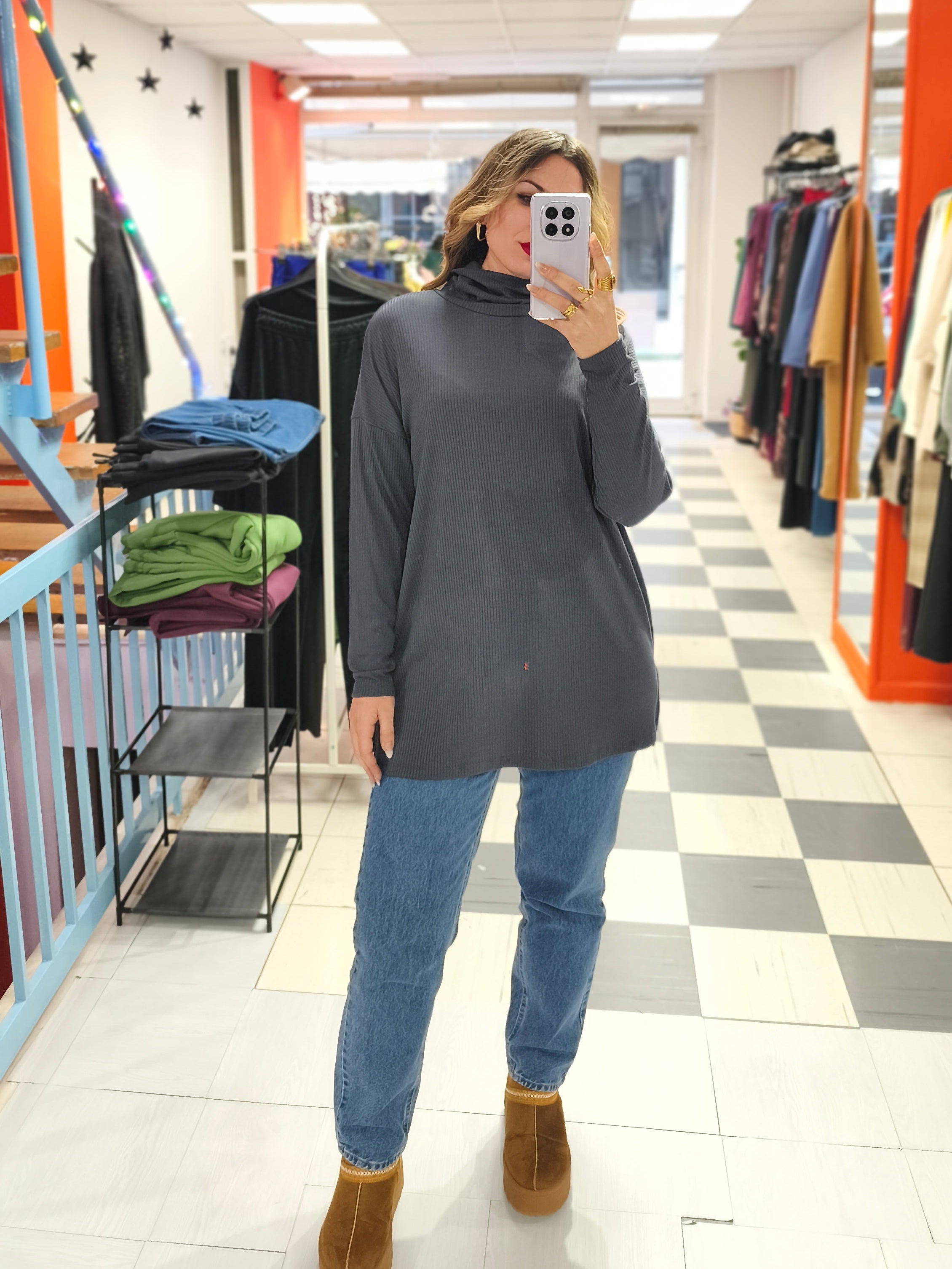 Μπλούζα ζιβάγκο ριπ γκρι anthracite