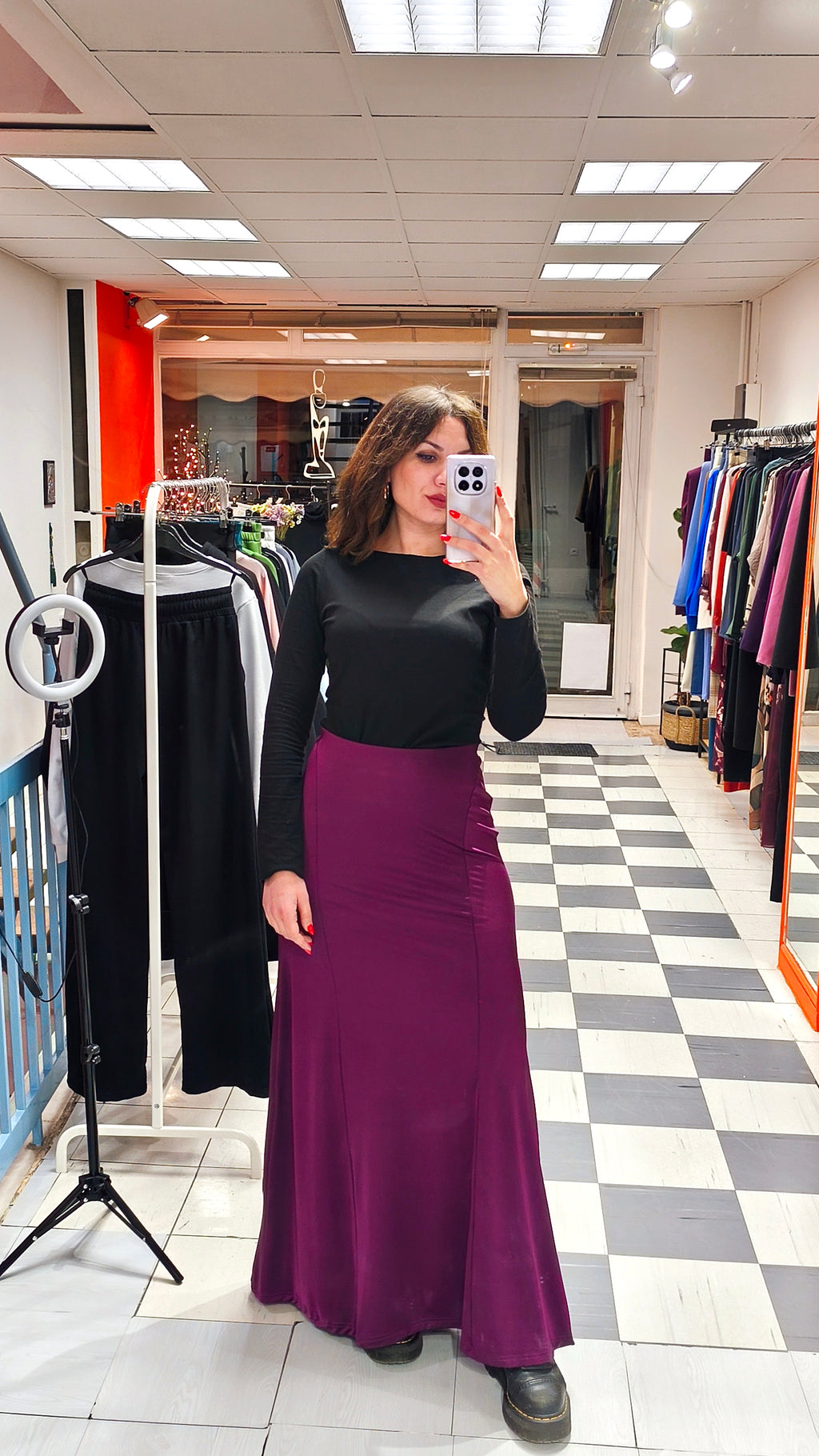 Φούστα μάξι μωβ