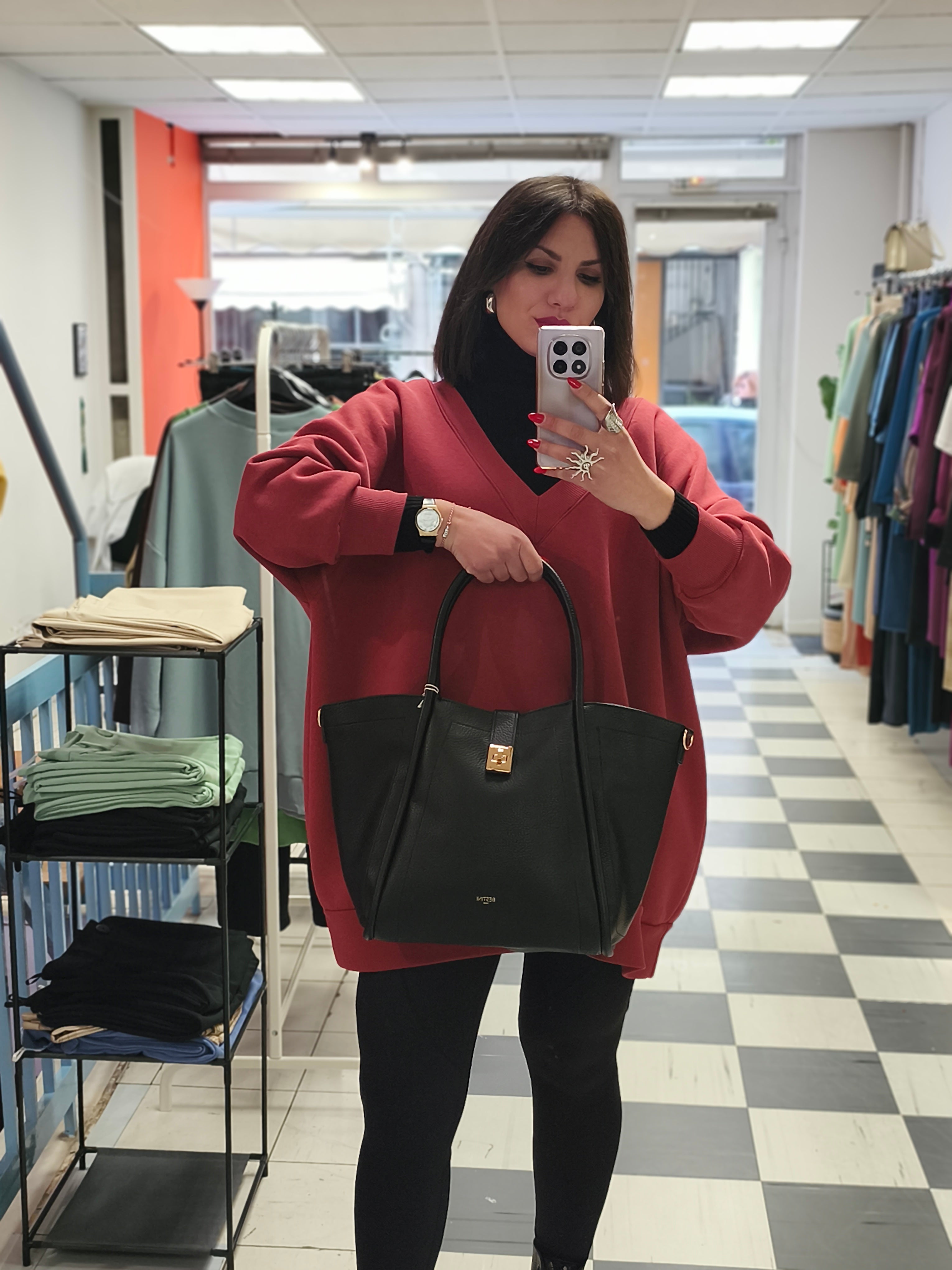 Τσάντα tote μαύρη