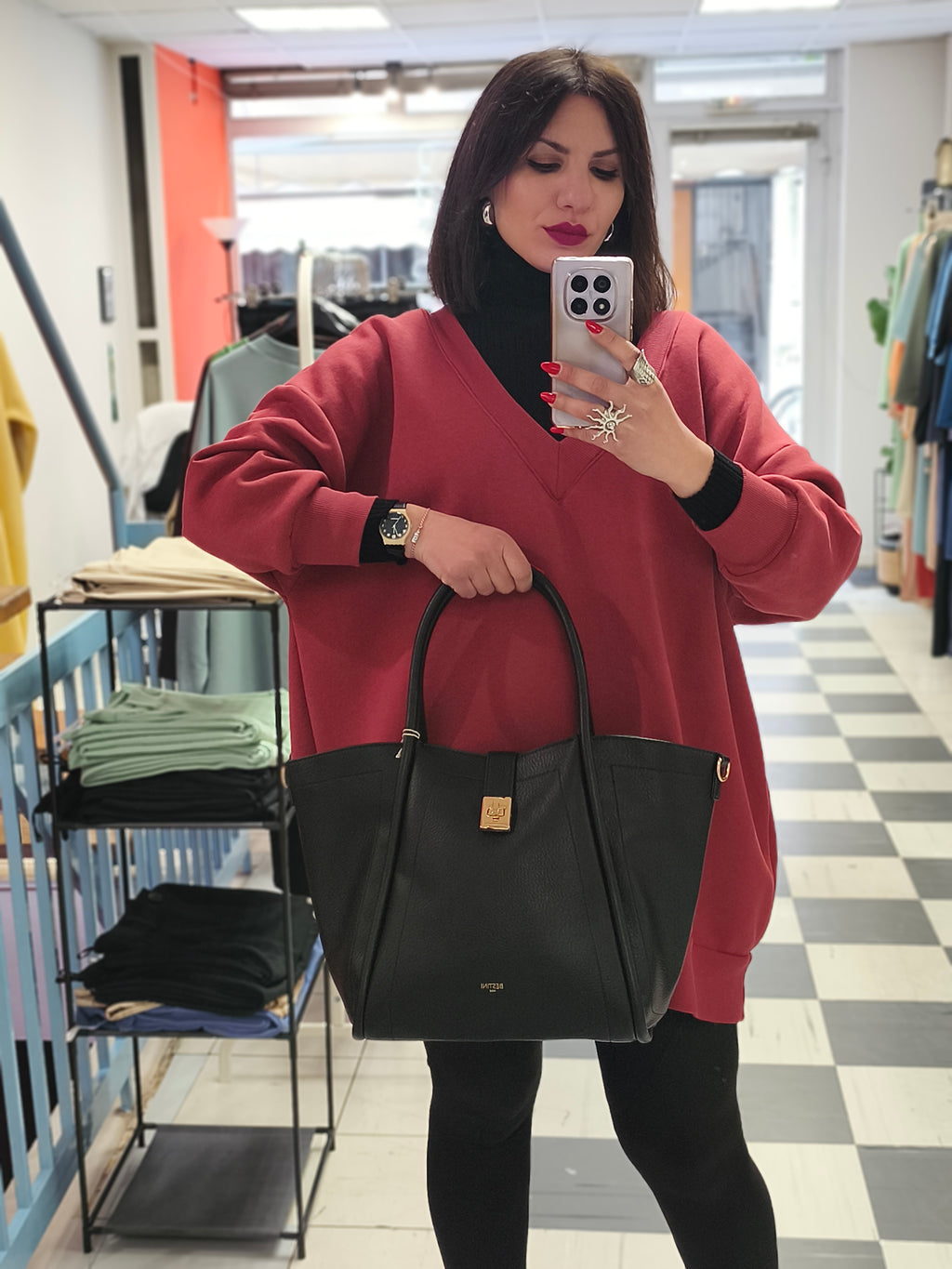 Τσάντα tote μαύρη