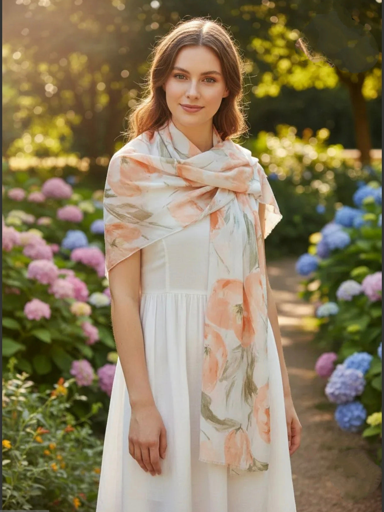 Φουλάρι φλοράλ πορτοκαλί