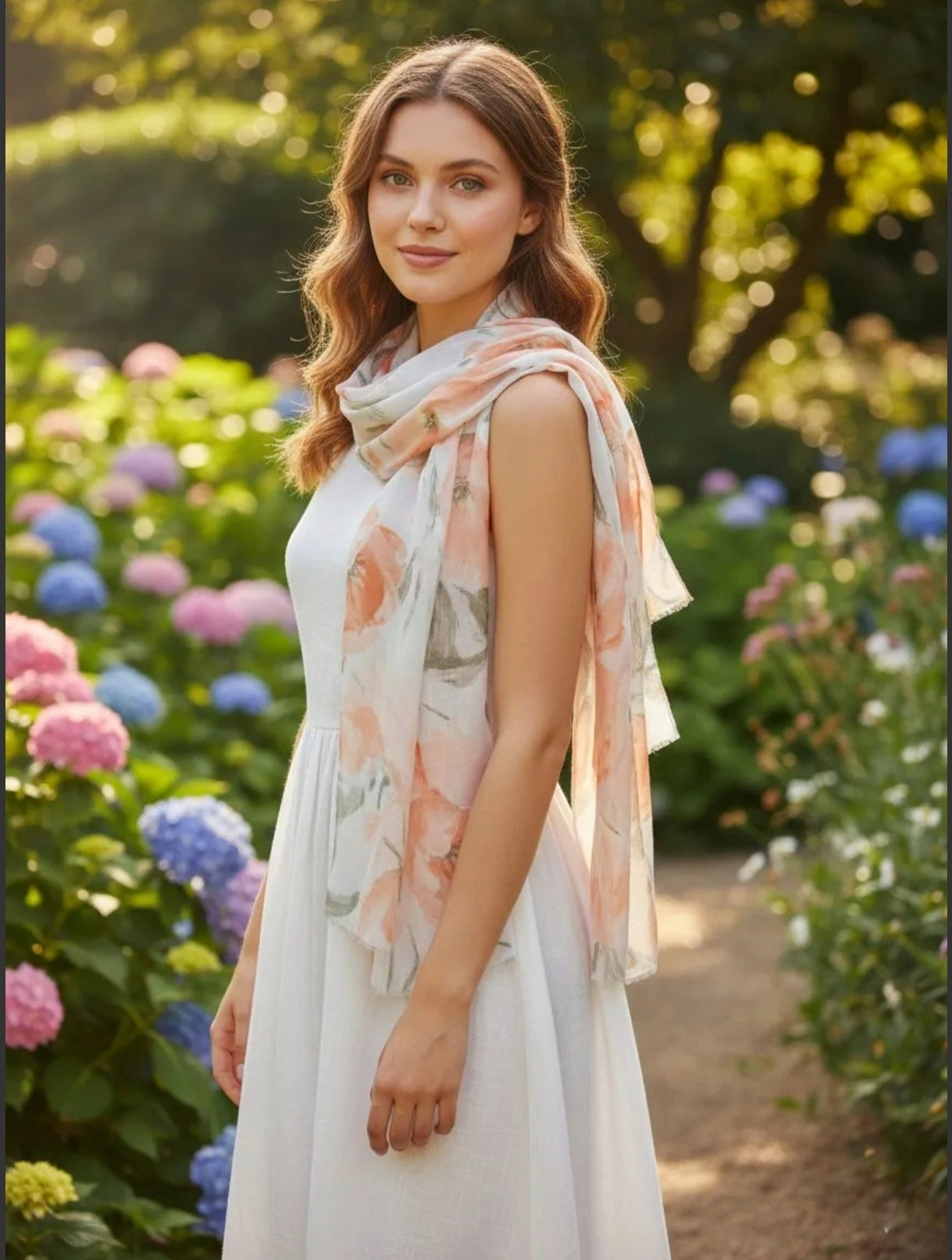 Φουλάρι φλοράλ πορτοκαλί