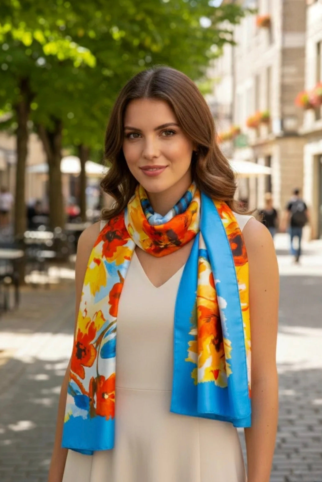 Φουλάρι μεταξωτό μπλε