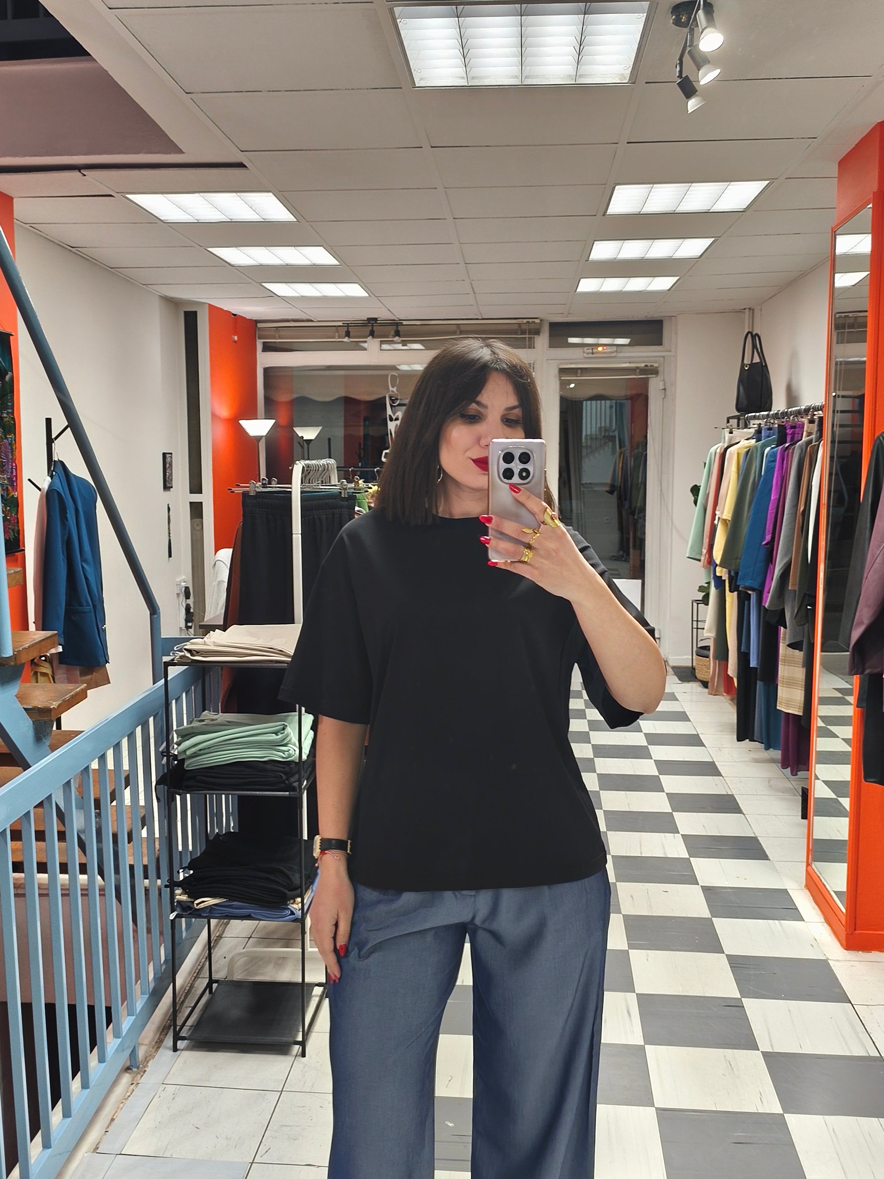 T-shirt βαμβακερό μαύρο