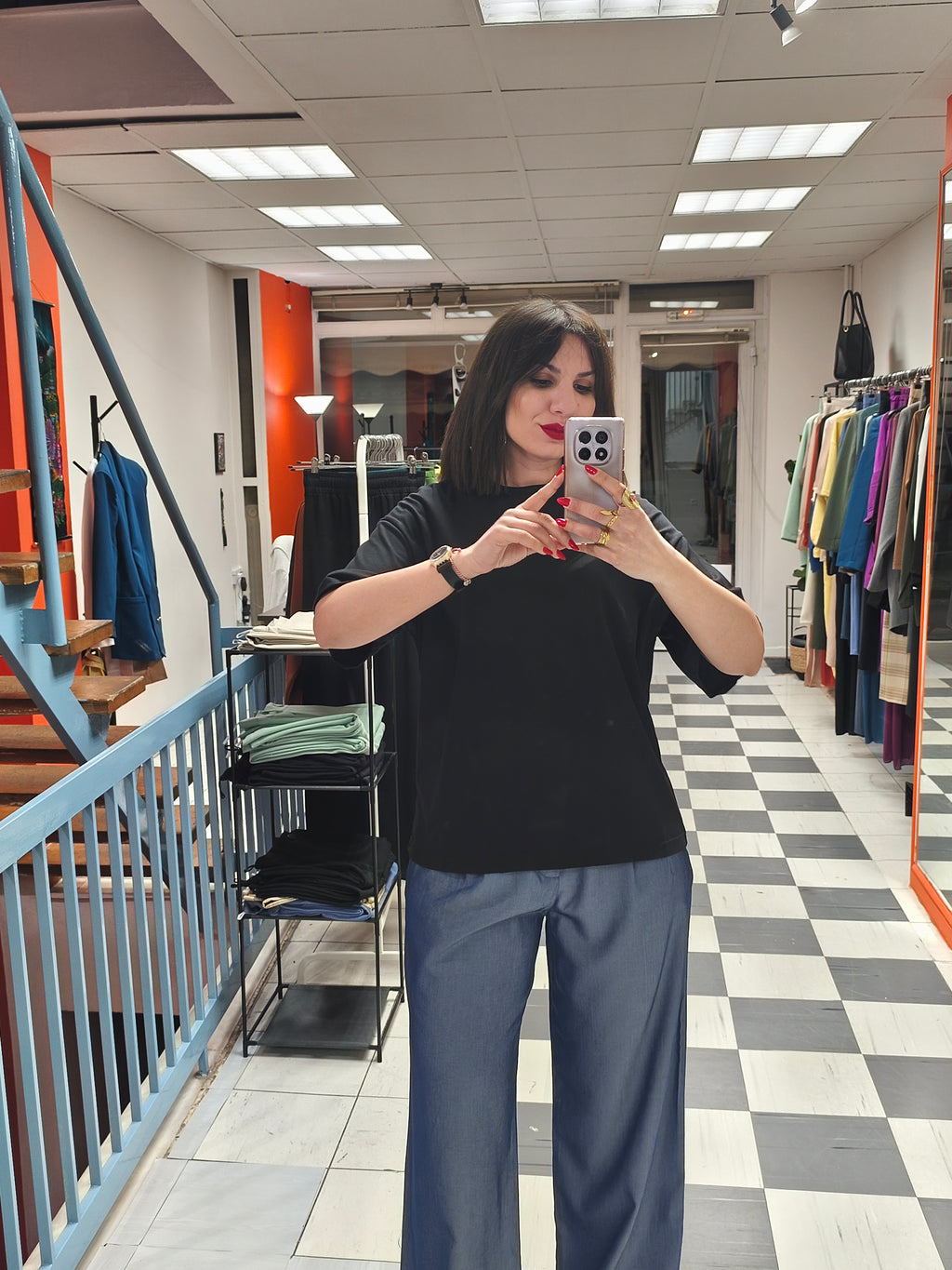 T-shirt βαμβακερό μαύρο