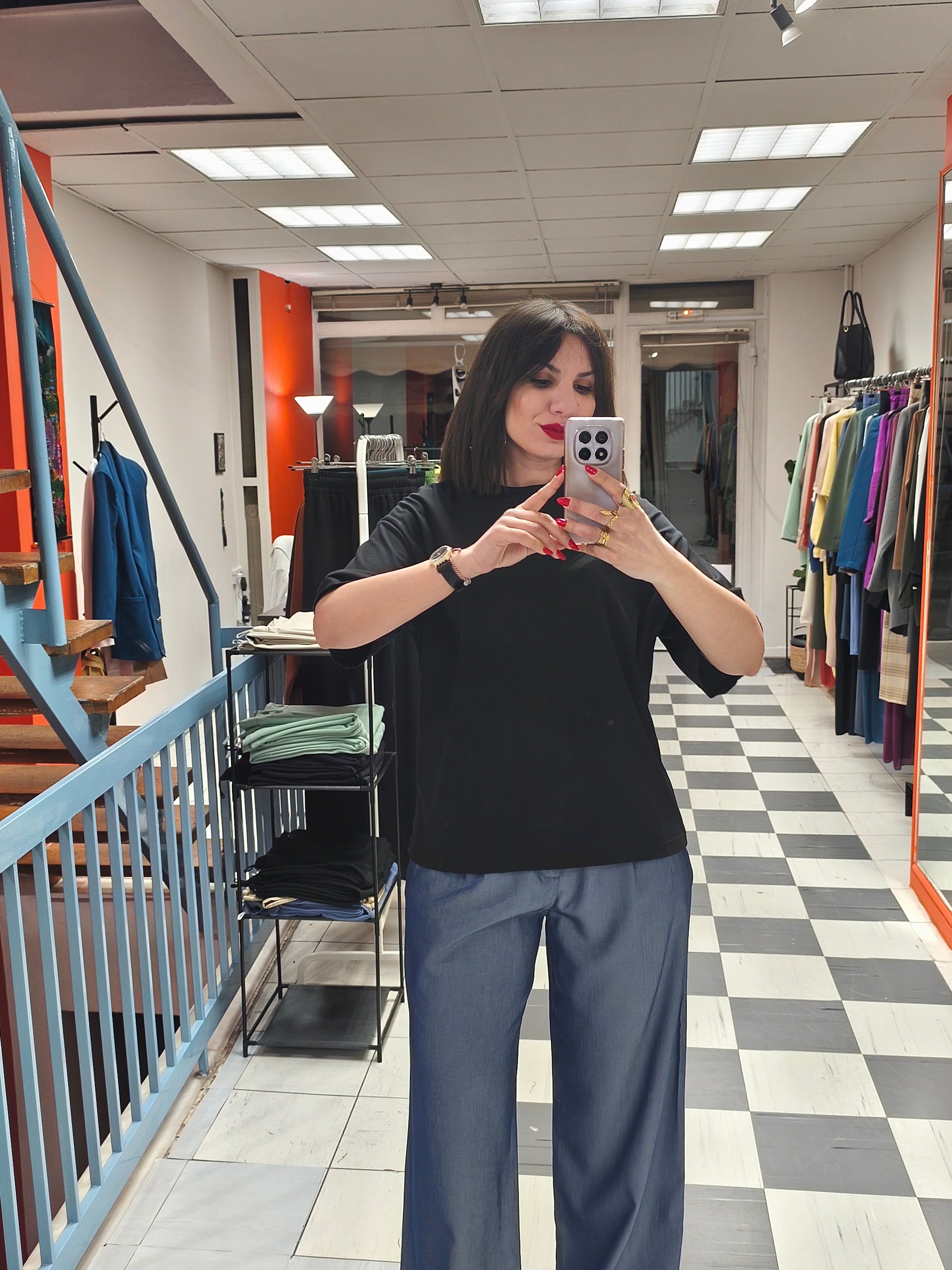 T-shirt βαμβακερό μαύρο