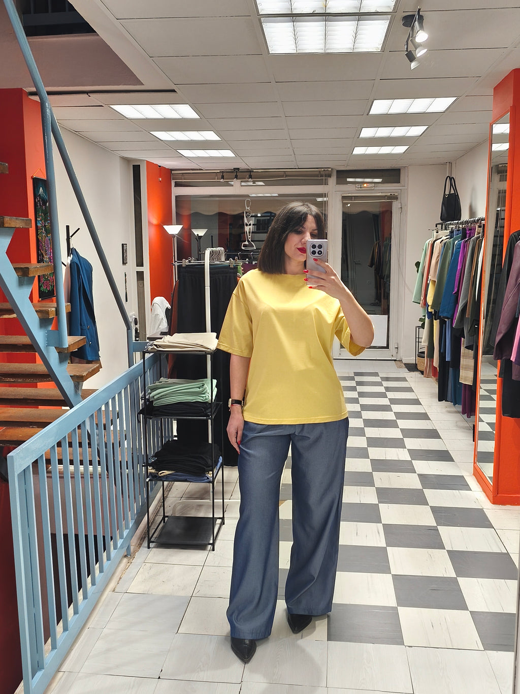 T-shirt βαμβακερό κίτρινο