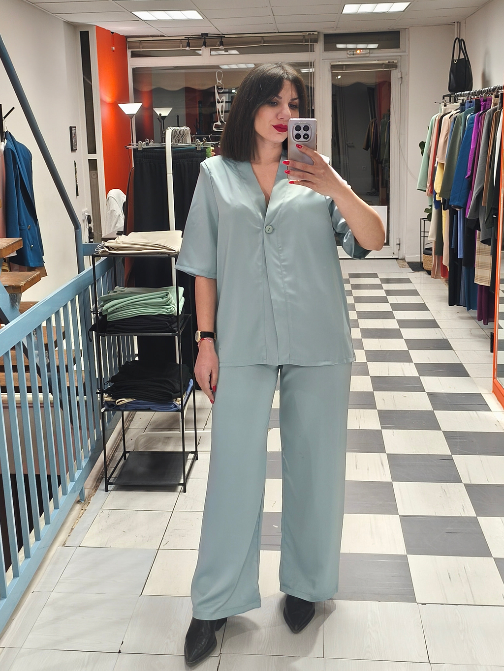 Σετ satin summer green