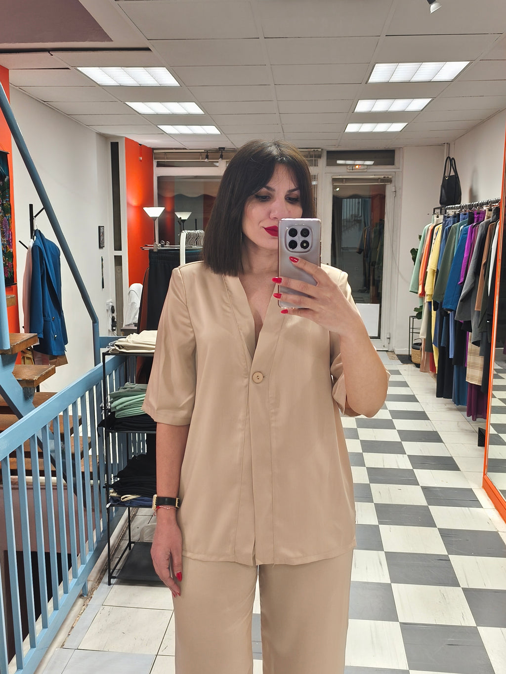 Σετ satin μπεζ