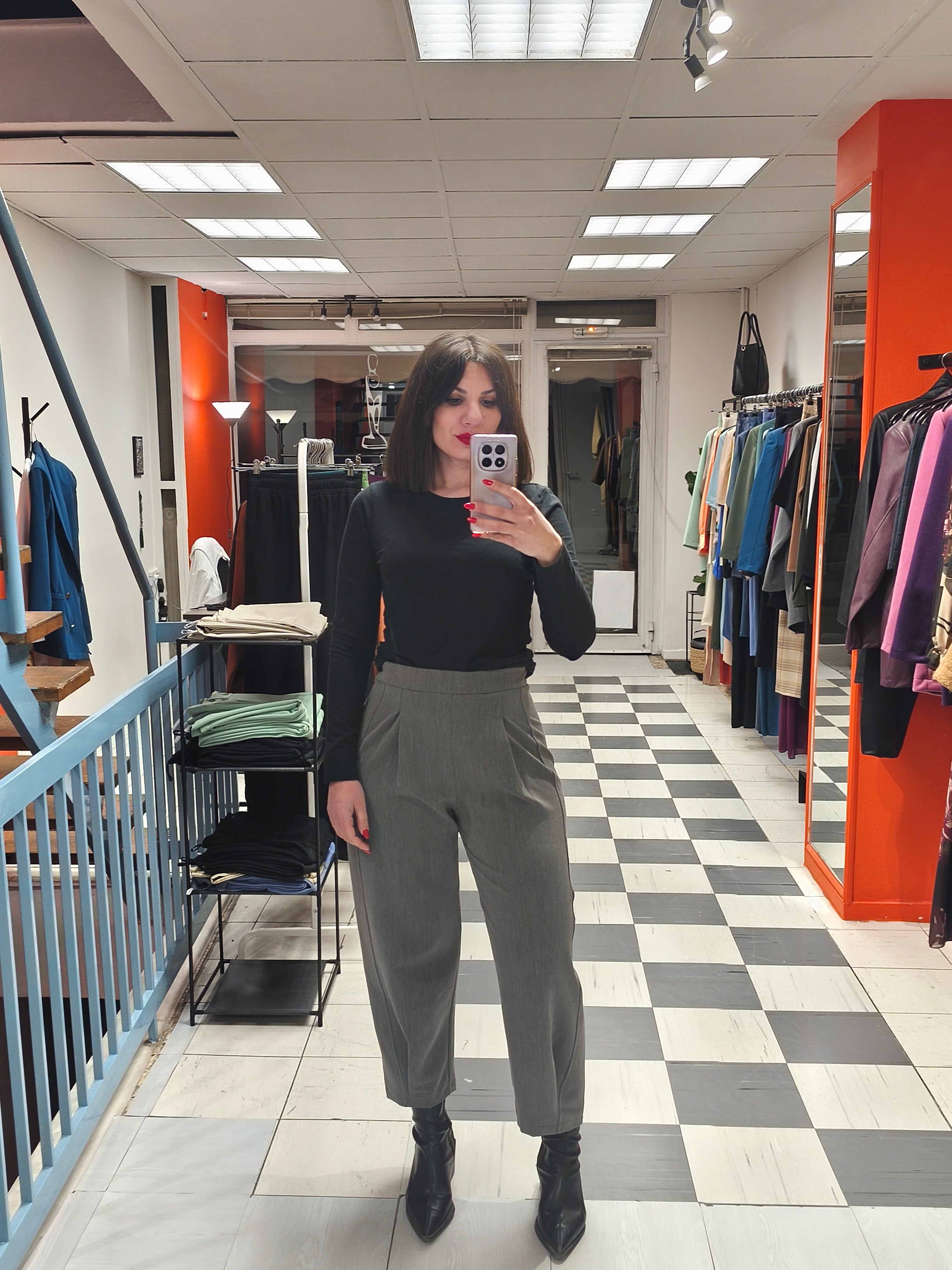 Παντελόνι carrot fit γκρι