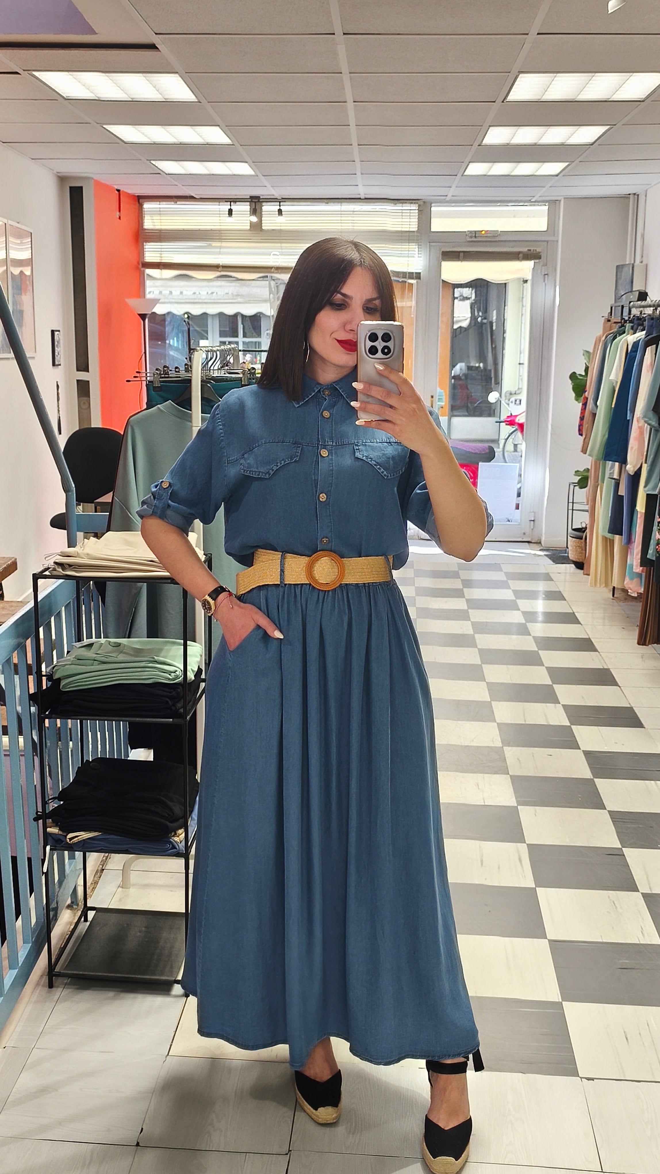 Φούστα denim dark blue