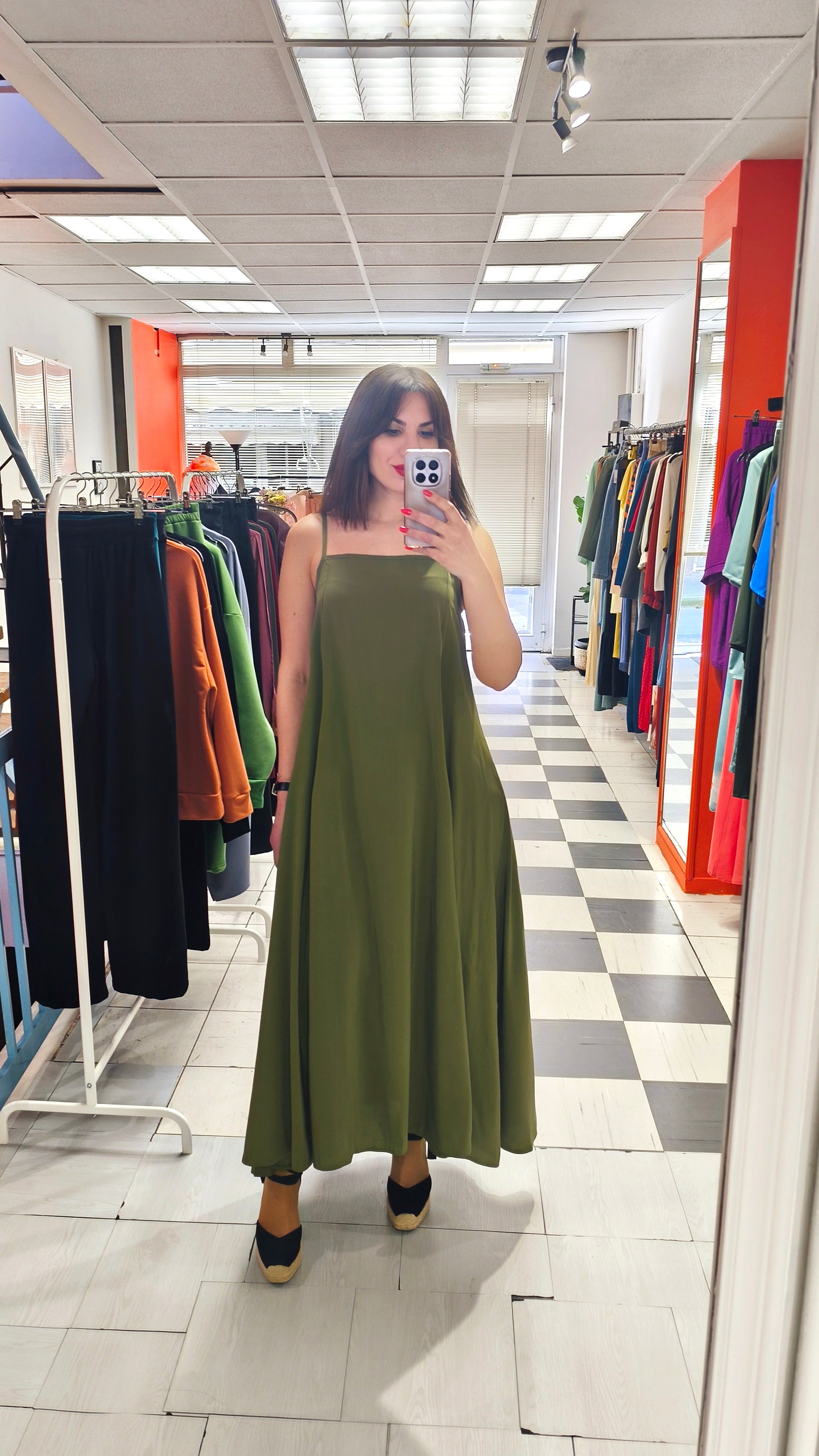 Φόρεμα τιραντέ army green