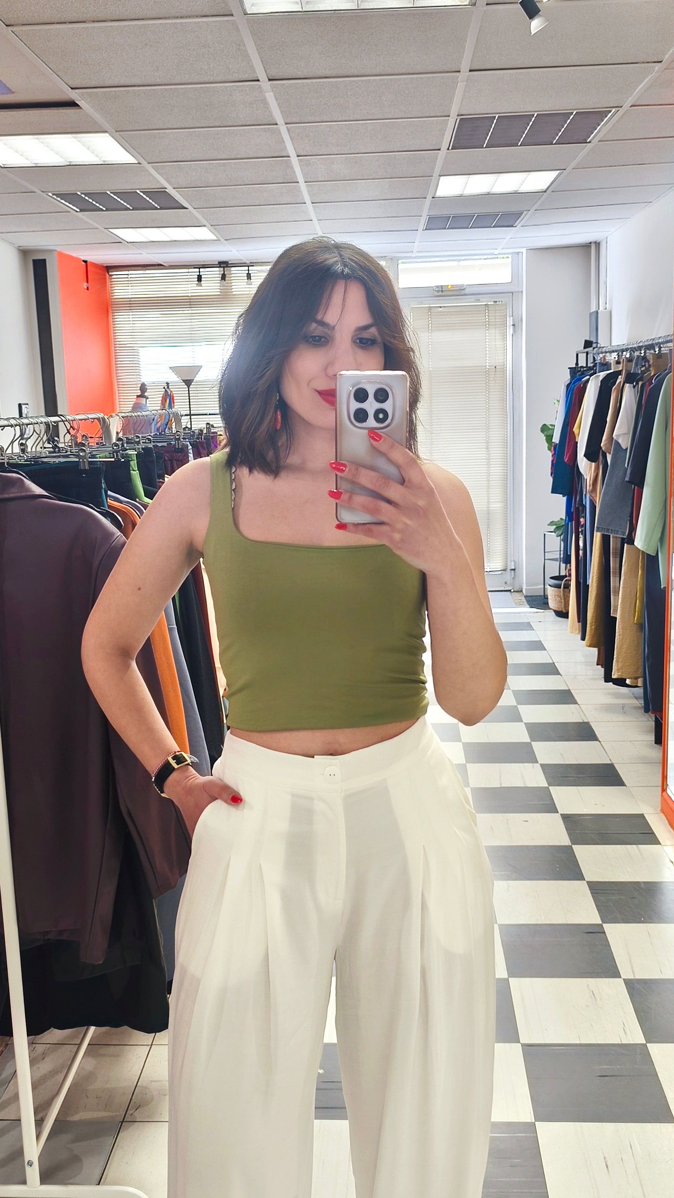 Crop top olive green